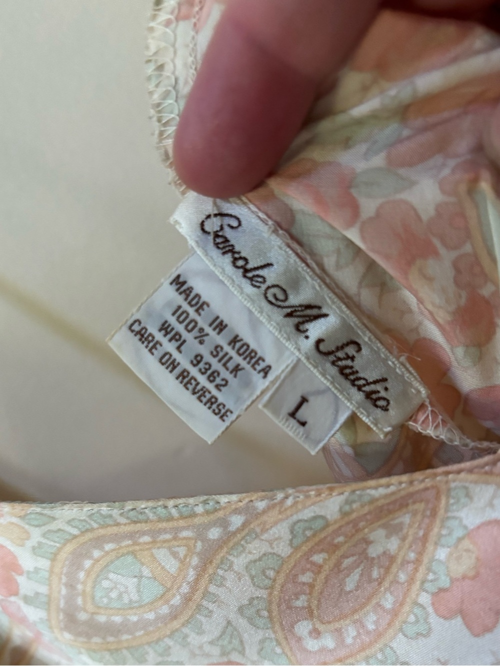 Vintage Carole M. Studio Peach Floral Paisley Silk Slip - Picture 3 of 4